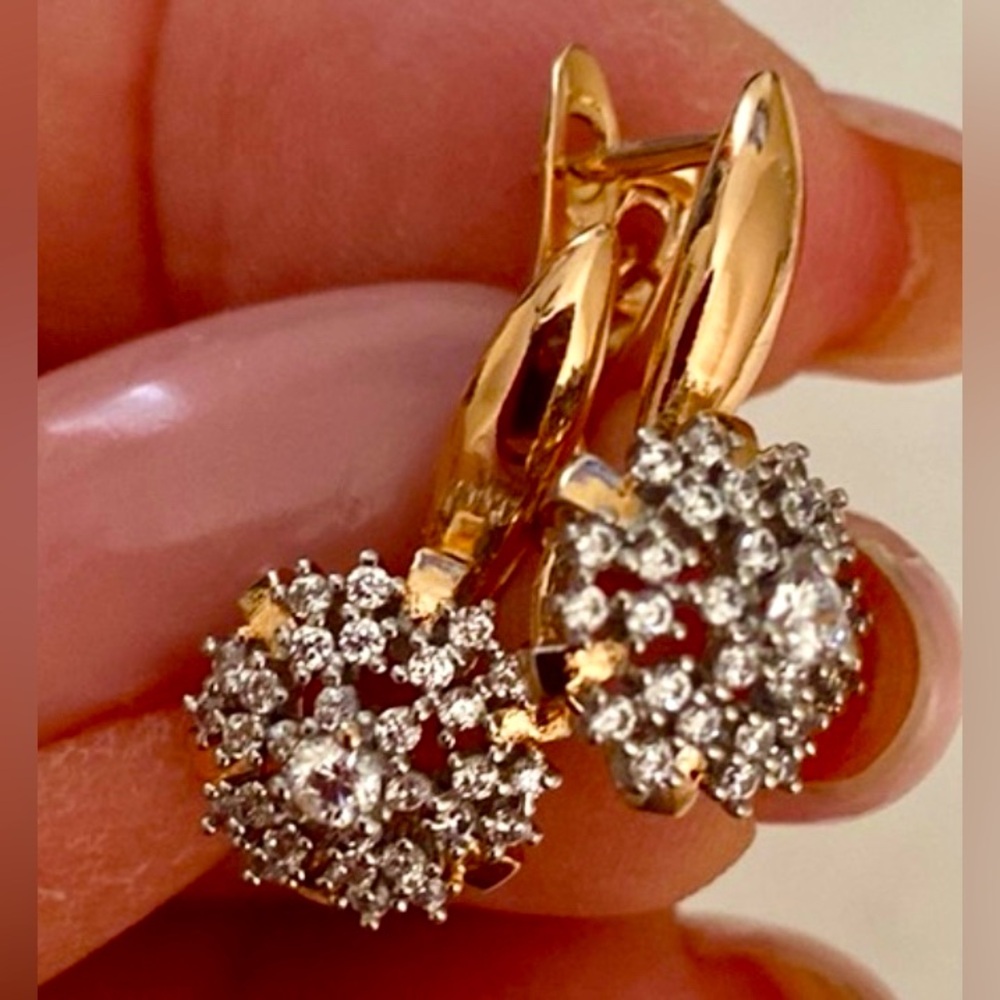 New earrings gold filled 18K Cubic zirconium - Picture 1 of 17